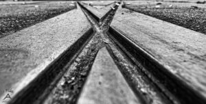 Schienen Gleis schwarz weiss